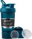 BlenderBottle Shaker Sticla cu Organizator de pastile și depozitare pentru praf de proteine, Classic V2 ProStatk System, 22-Ounce, Ocean Blue