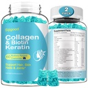 2 pachet Gume de biotin cu colagen, keratina, acid hialuronic, vitamina pentru piele, cresterea parului, unghii, Femei Bărbaţi Adulţi Copii - aroma de afine, 120 gume
