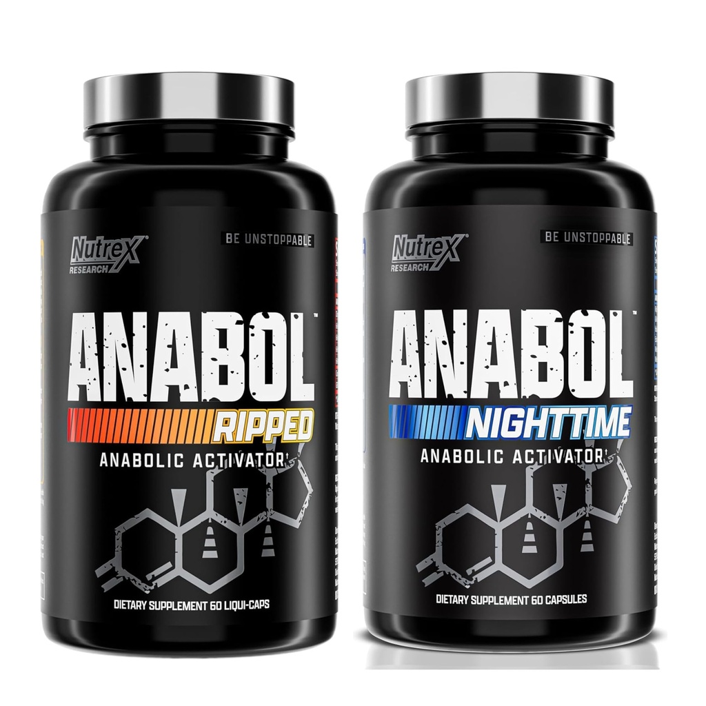 Nutrex Cercetare Anabol Ripped & Nighttime PM Muscle Builder și Shredding Combo