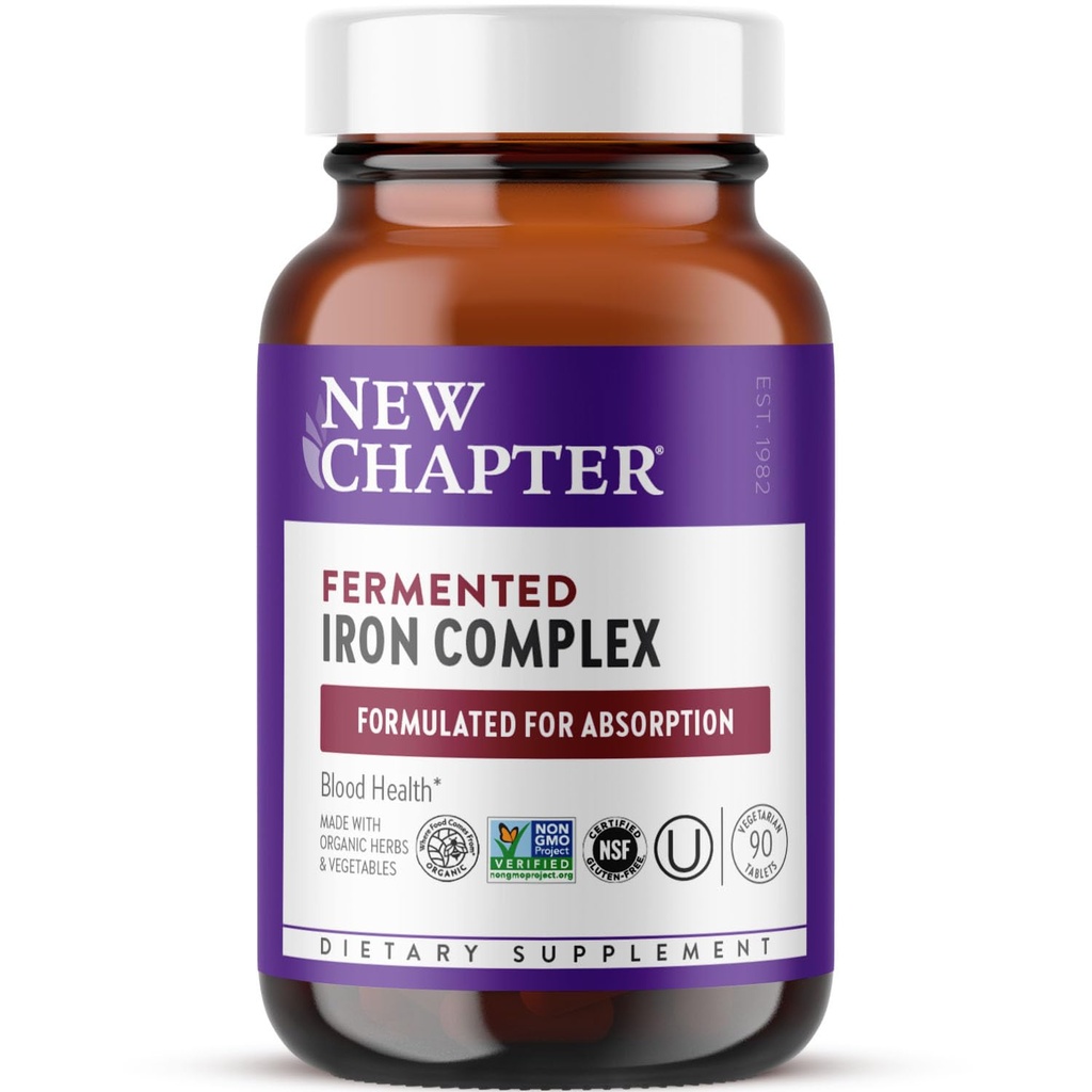 Capitol nou Supliment de fier, Complex de fier fermentat cu alimente integrale, fabricat cu legume organice si plante medicinale + o doză zilnică neconsceptabilă- 90ct, 3 luni de aprovizionare