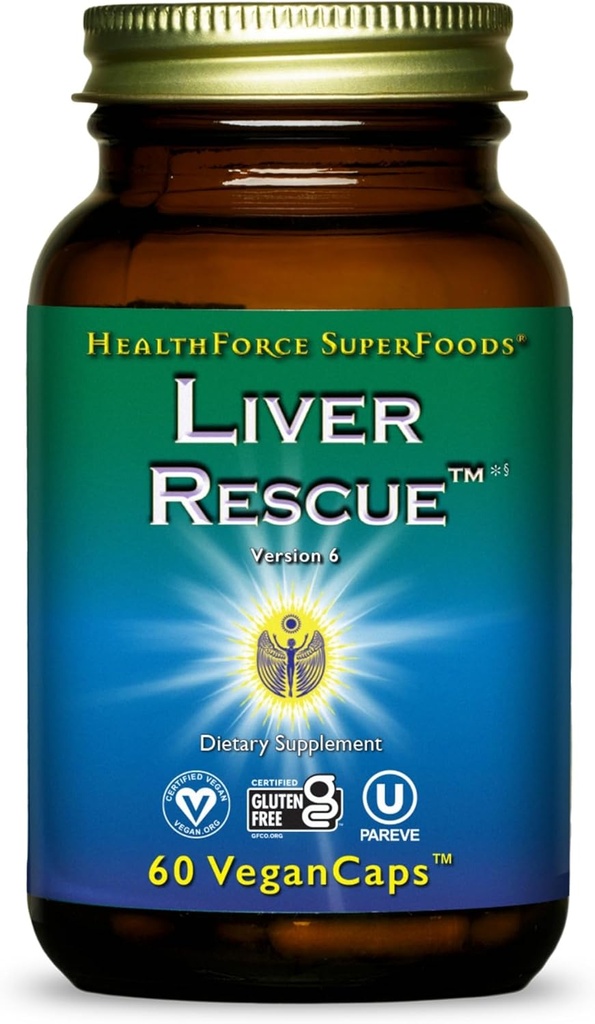 HealthForce Super Foods Liver Rescue - Natural Liver Cleanse - with Milk Thistle & Dandelion Root - Gluten-Free & Vegan - 60 Capsule