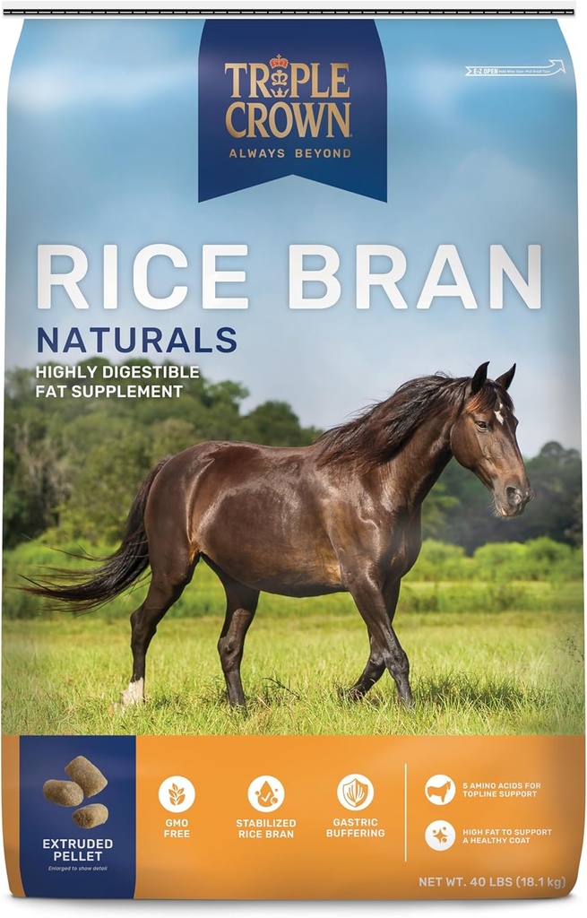 Triple Crown Rice Bran, Rice Bran pentru cai, Cai Greutate Supliment, 40 lbs