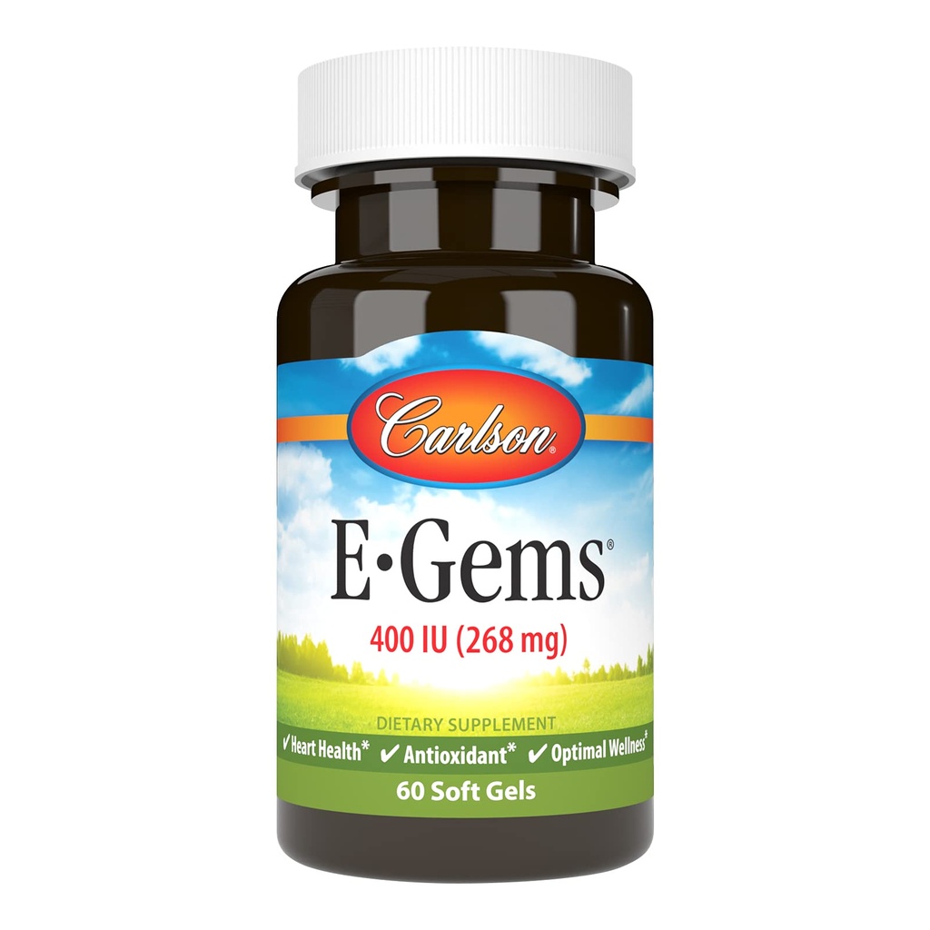 Carlson Labs E-Gems Vitamina Naturală E, 400 UI, 60 Softgels