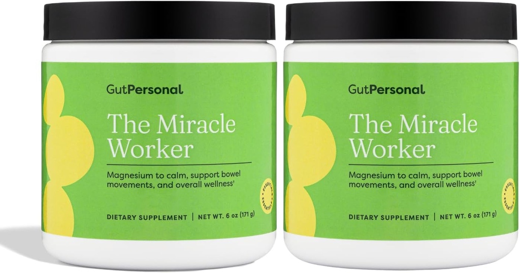 Miracle Worker Pulbere de magneziu Supliment: Reduce stresul și îmbunătățirea calității somnului și regularitate în timp ce Easing Crampe musculare, Aroma de căpșuni, 60 Serviri Total, 2 Pack