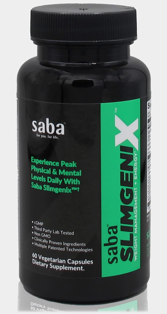 Saba SlimGenix - Energia, managementul greutăţii, controlul apetitului, focalizare, Fat Burner cu branded, patentat & Clinic dovedit Ingrediente 60 Capsule