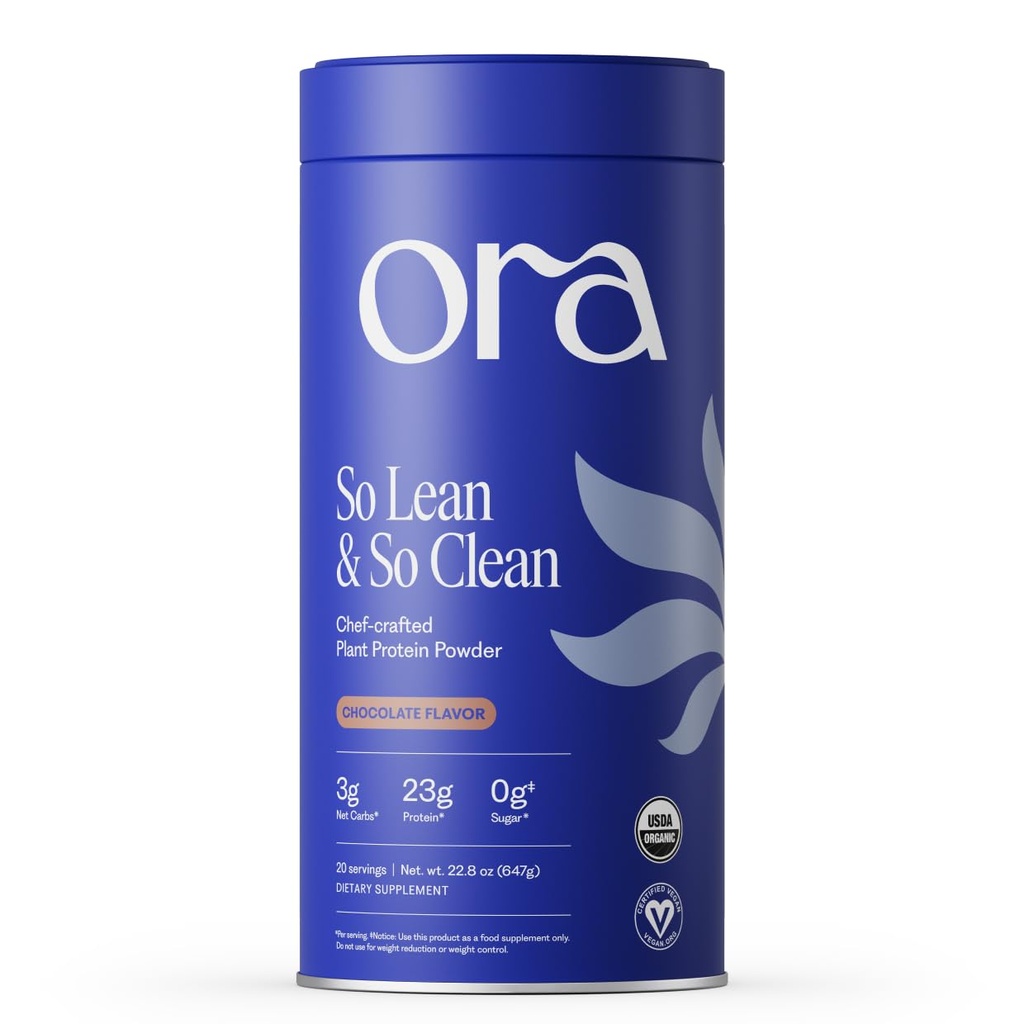 Ora Organic Vegan Proteina pulbere - 23g Proteina plantelor pentru femei si barbati - Aroma de ciocolata 20 Serviri, Bloat-Free, Gluten gratuit, non-GMO, Nu îndulcitori artificiale