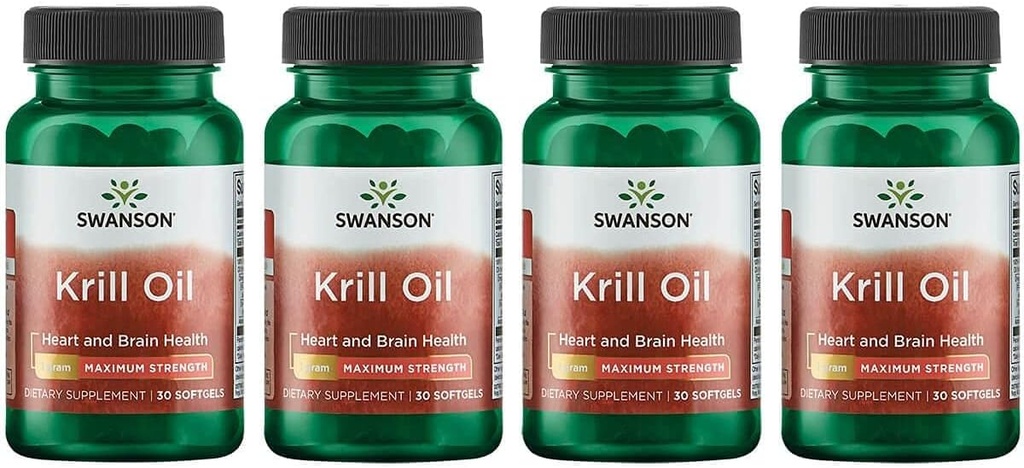Swanson EFAS- Ulei de krill - Putere maximă - 1 g, 30 Softgels (4 ambalaj)