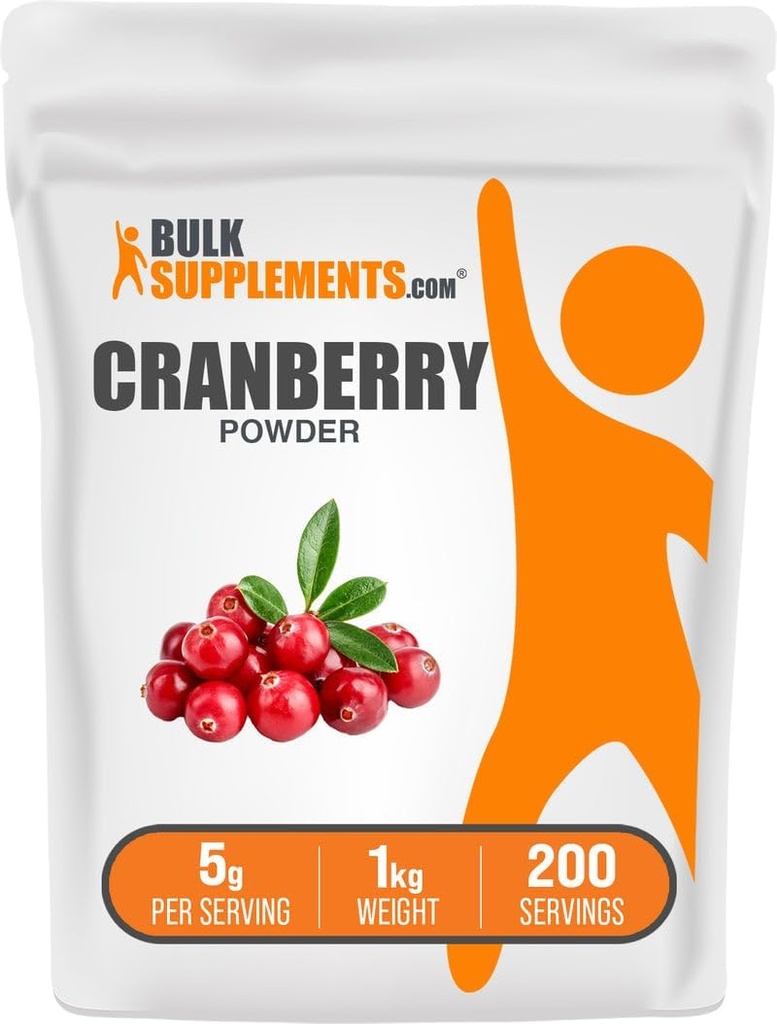 BulkSupplements.com Pudră de merișoare - Suplimente de merișoare pentru femei și bărbați, Merișoare uscate - Neîndulcite și gluten gratuit, 5g per Serving, 1kg (2,2 lbs) (Pachet de 1)