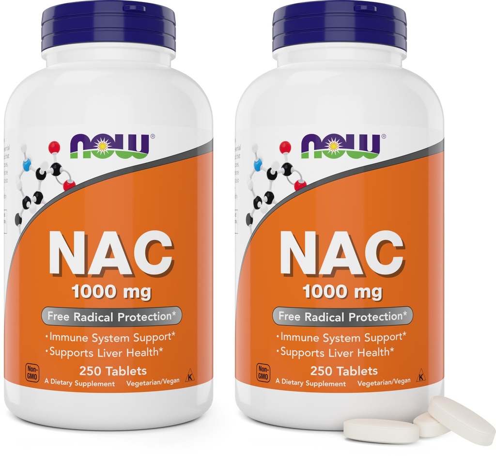 ACUM alimente NAC 1000 mg, 250 comprimate (Pachet de 2), N-Acetil-Cysteine Supliment, 1000 mg (1 gram) per comprimat - vegetarian, non-GMO