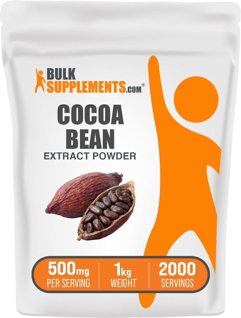 BulkSupplements.com Cocoa Bean Extract de pulbere - Supliment de cacao - Neîndulcit, Vegan & Gluten gratuit, 500 mg pe Serving, 1kg (2,2 lbs) (Pachet de 1)