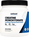 Nutricost Creatină Monohidrat Pulbere Micronizată 1 LB (454 Grams), 5000 mg Per Serv (5g) - Micronized Creatin Monohidrat