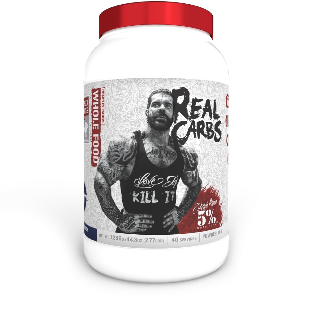 5% Nutriţie Rich Piana Carbs reale cu Real Food Complex Carb Powder, Lung-Lasting scăzut Glycemic energie pentru pre-Workout / Post-Workout recuperare masa, 2.8 lb, 40 Serviri (Blueberry Cobbler)