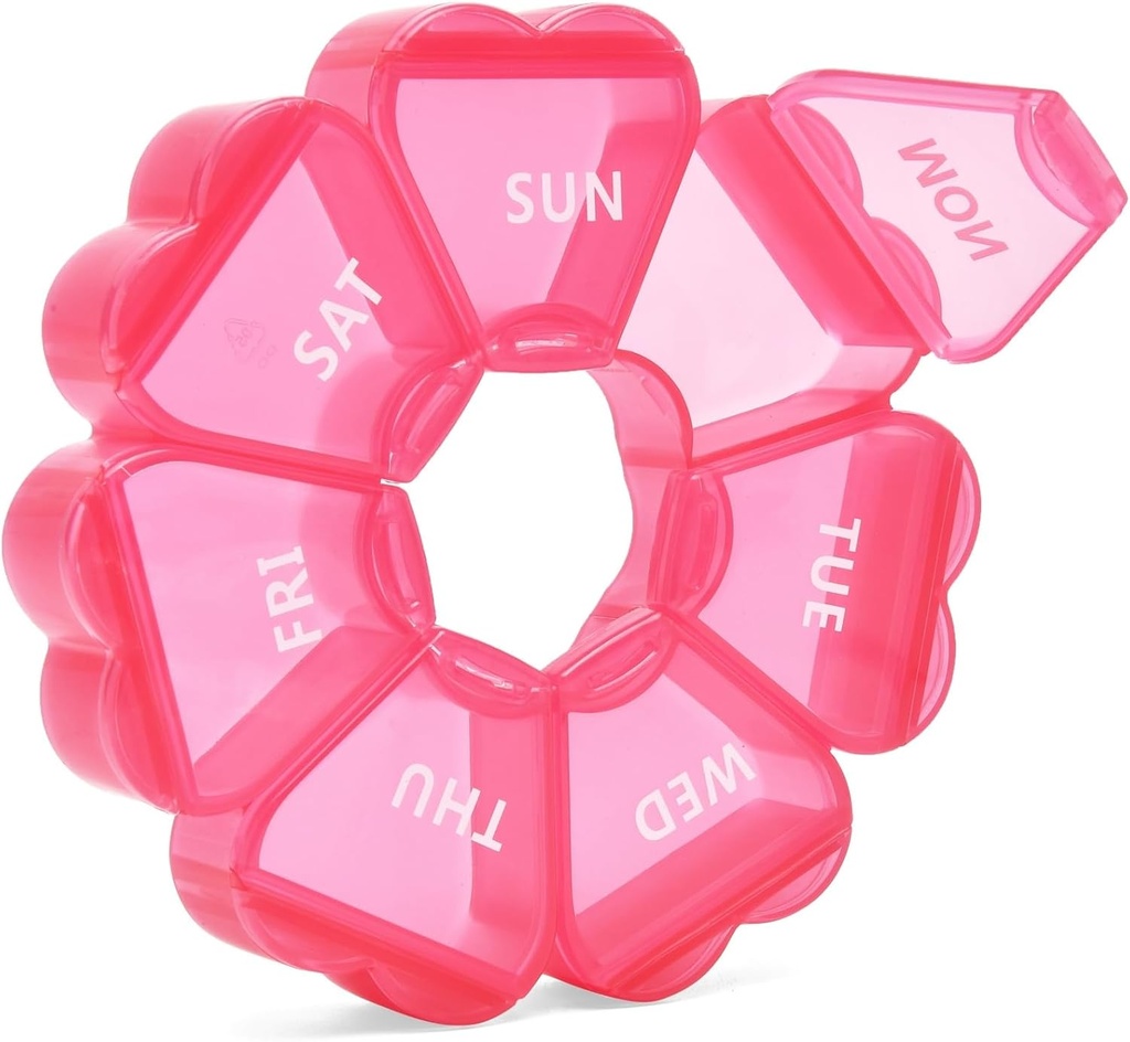 Pink Weekly Pill Organizator, Pill Box 7 zile, zilnic caz de vitamina cu compartimentari de mare capacitate, pastile Containere pentru medicina ulei de pește și alte suplimente