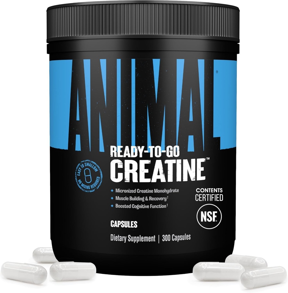 Capsule animale Micronited Creatin Monohidrat - 300 Caps, 2500 mg per Servind pentru a sprijini cresterea musculara, rezistenta, productia ATP, functie cognitiva, rezistenta, recuperare, si intarziere Oboseală musculare