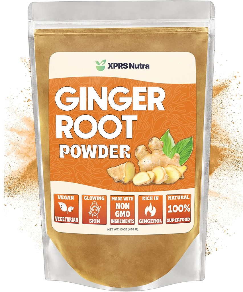 XPRS Nutra Ginger Powder - Premium sol Root Pudră de ghimbir cu aroma picant potent - praf de ghimbir sol - Vegan prietenos Sustenabil crescut praf de ghimbir (16 Ounce)