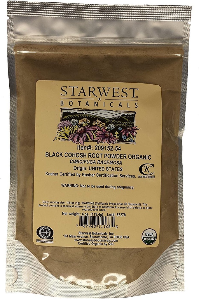 Starwest Botanics Organic Black Cohosh Root Powder (4 Ounce)
