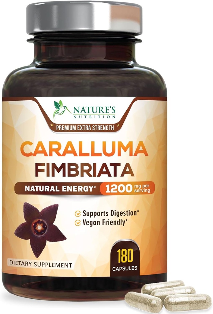 Extract pur Caralluma Fimbriata 1200mg - Natural Caralluma Fimbriata Capsule suport rezistenta, Cel mai bun supliment Vegan pentru barbati si femei, non-GMO - 180 capsule