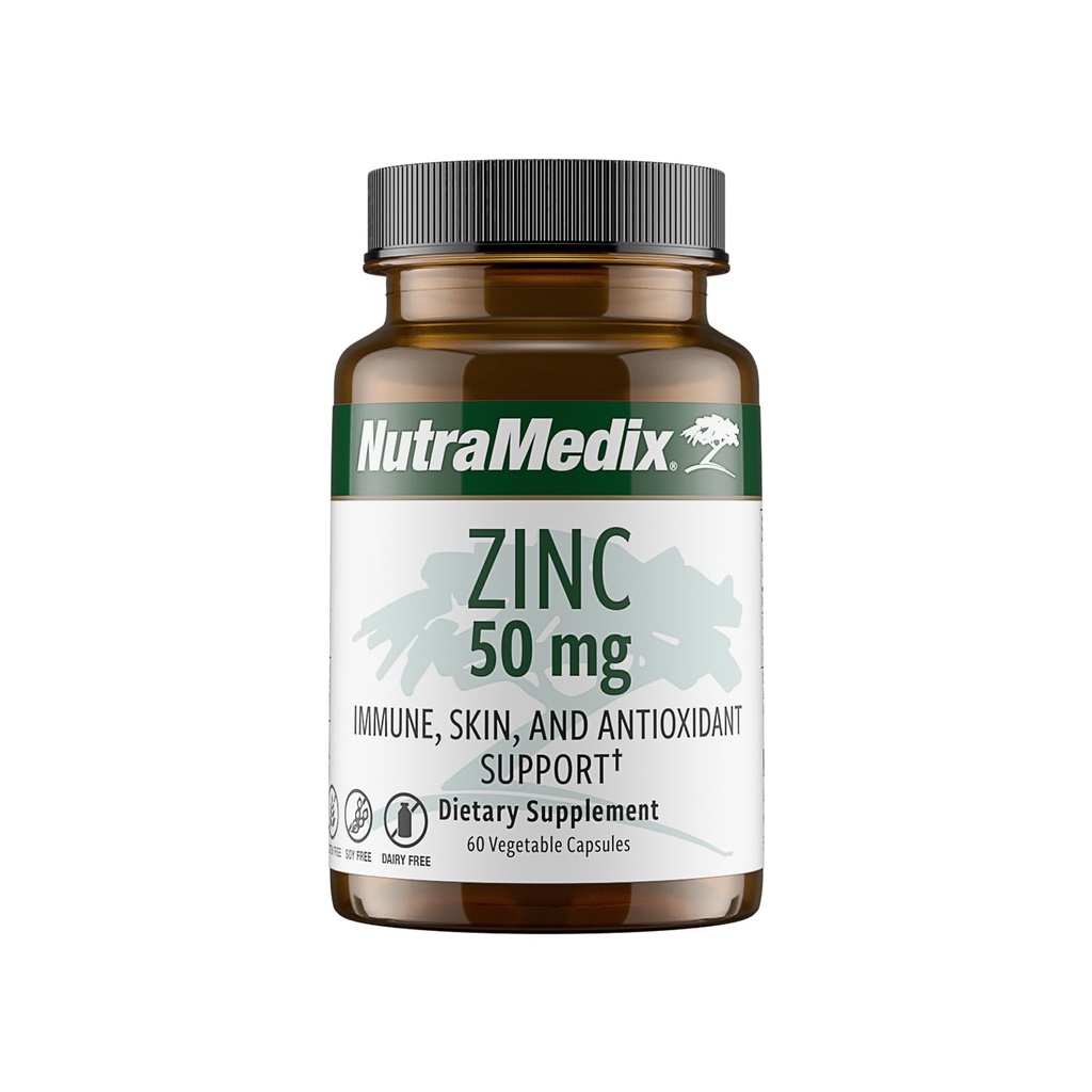NutraMedix Zinc 50mg - Suplimente pentru o apărare imună sănătoasă, Skin Health & Suport antioxidant - Easy to Digest Zinc for Immune Health (60 capsule)
