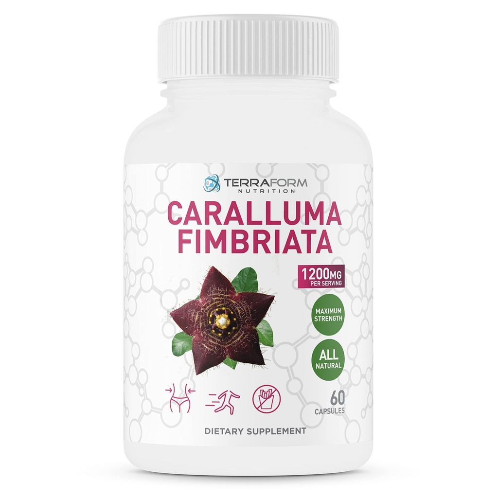 Caralluma Fimbriata - 100% Pure - Max puterea de pierdere in greutate Supliment - 1200 mg - Apetit natural Suppressant pentru femei si barbati - Booster metabolic - Made in USA - 1 luna