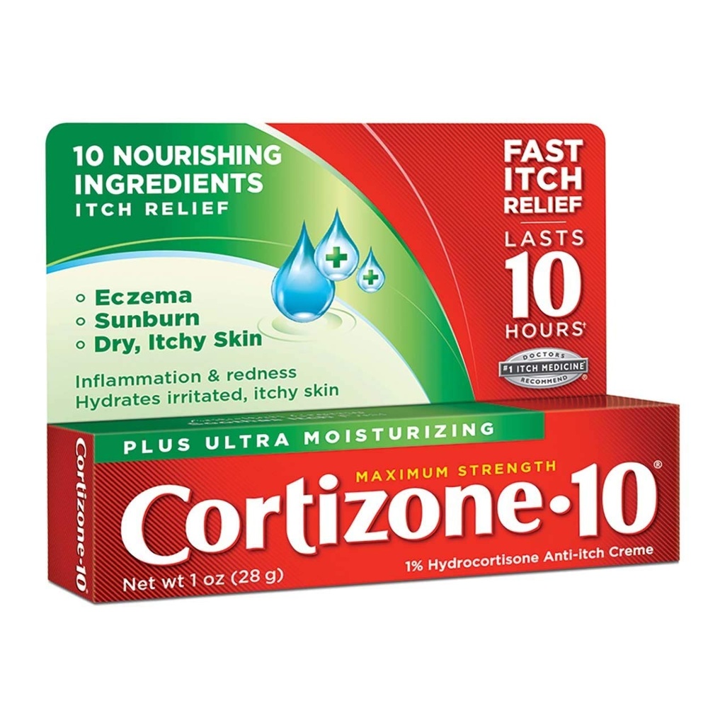 Cortizone-10 Anti-Itch Creme Plus Moisturi de vindecare, Putere maximă, 1 oz.