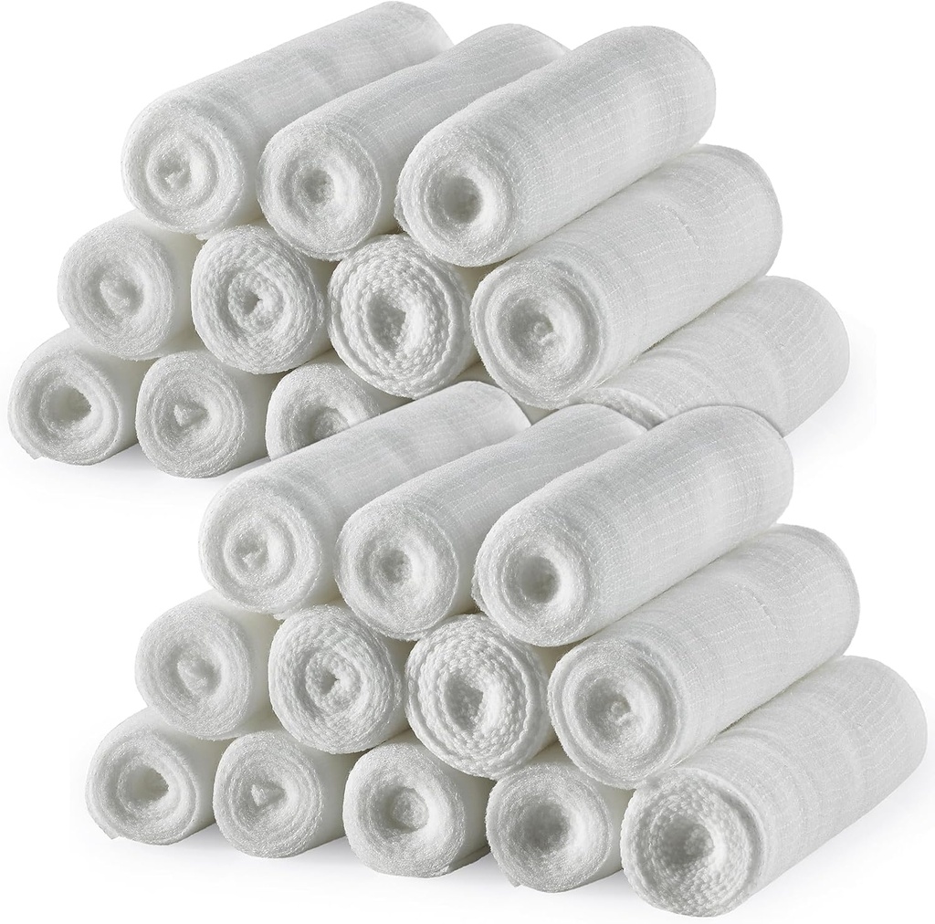 MEDca Bandage Rolls - (24 Pack) 4 in x 4.1 Yards Per Roll, Medical grad Stretch înfăşurare pentru dressing Toate tipurile de răni și Kit de prim ajutor (4-Inch, 24 buc)