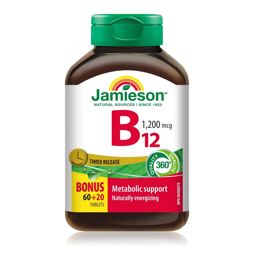 Jamieson Vitamina B12 (Cobalamină) 1200mcg, Timed Release, 80 comprimate
