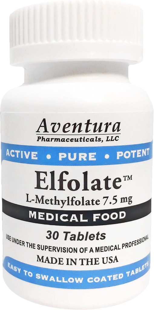 ELFOLATE® 7,5 mg L-metilfolat de metil Folate Metilfolat Medical Food Suplimentul profesional Forta activa Pure Potent 30 comprimate