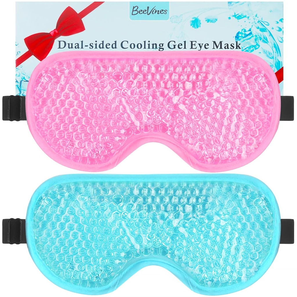 BeeVines Gel Eye Mask, 2 Pack Cooling Ice Masks for Puffy Eyes for Men & Women, Rece & Warm Compress for Post Chirurgie, Puffiness, Alergii, Sinusses & Migraines Tratament