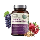 Puritate Labs Pure Organic Trans Resveratrol Supliment cu Quercetin, Vegan antioxidant Suplimente nutriționale pentru inimă, piele, păr, unghii 