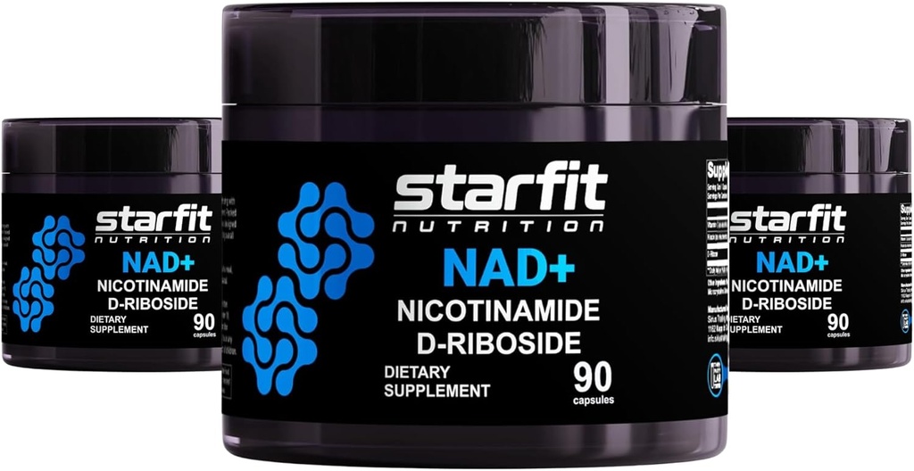 STARFIT - Nicotinamidă D-Ribosidă, Nicotinamidă Ribozidă pentru susţinerea NAD+ Nivele, focalizare și supliment energetic, suport metabolic Nicotinamidă Ribozide NAD Supliment, 270 capsule