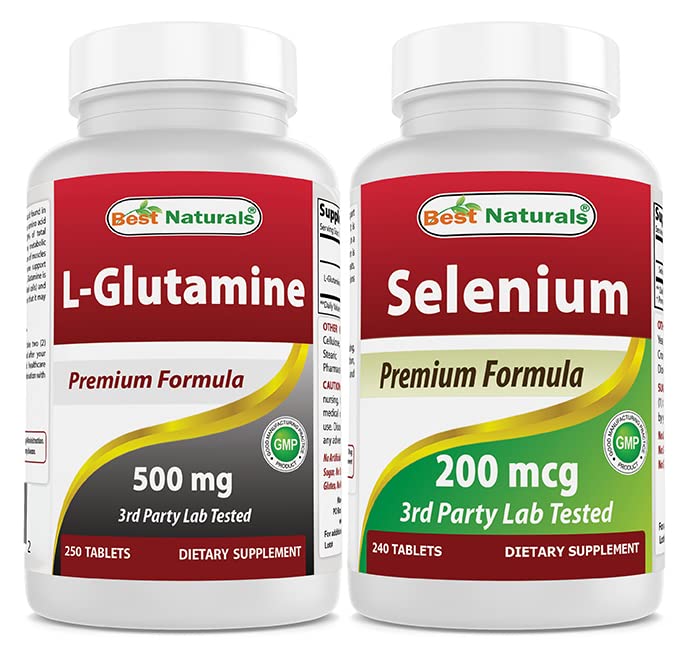 Cele mai bune naturale L- Glutamină 500 mg & Seleniu 200 mcg