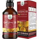 Islandez Wild Caught Cod lichid ulei de ficat - picături de ulei de pește cu Omega 3, EPA, DHA, vitamina D & A - lichid Cod supliment hepatic pentru inimă, comun, Brain & Immune suport - 240 ml (8 Ounce)