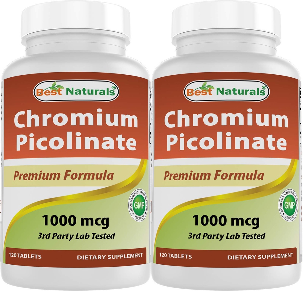 Cel mai bun naturals Crom Picolinat 1000 mcg 120 comprimate (120 Conte (Pachet de 2))