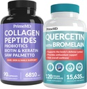 27-in-1 Piele de păr şi unghii Vitamine (6810mg) w/Biotină şi Colagen Vitamine de creştere a părului cu Probiotice şi Saw Palmetto, 90 ct - 28-in-1 Querbetin cu Bromelain pentru Apărare Imună zilnică (120ct)