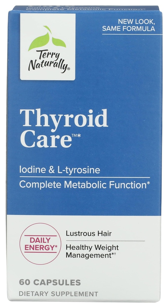 Terry natural de îngrijire tiroidiană - Immune Health & Energy Support Formula - Supliment nutriţional cu iod pentru suport tiroidian de sănătate - Supliment de wellness cu L-Tyrosine - 60 capsule
