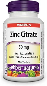 Webber Naturals Zinc Citrat 50 mg, 180 comprimate