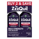 ZzzQuil Liquid, Max Putere Durere Reliever, Nighttime Sleep Aid Liquid, Acetaminofen 1000mg, Difenhidramină 50mg HCI, Non-Habit Forming, Midnight Berry Flavored, 2 Pack, 24 FL OZ