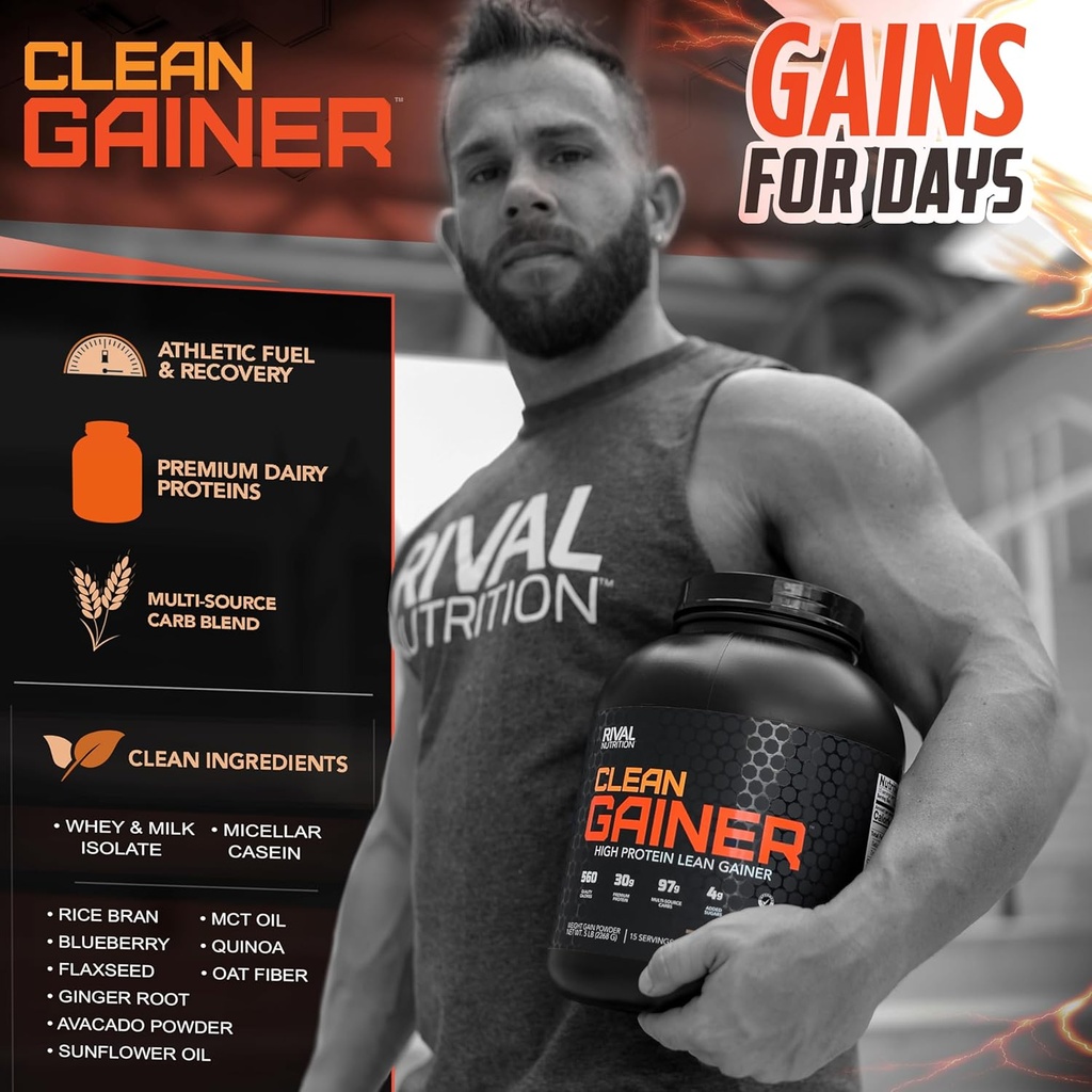 NUTRIŢIE RIVALĂ Clean Gainer - Unt de arahide de ciocolată 12lb