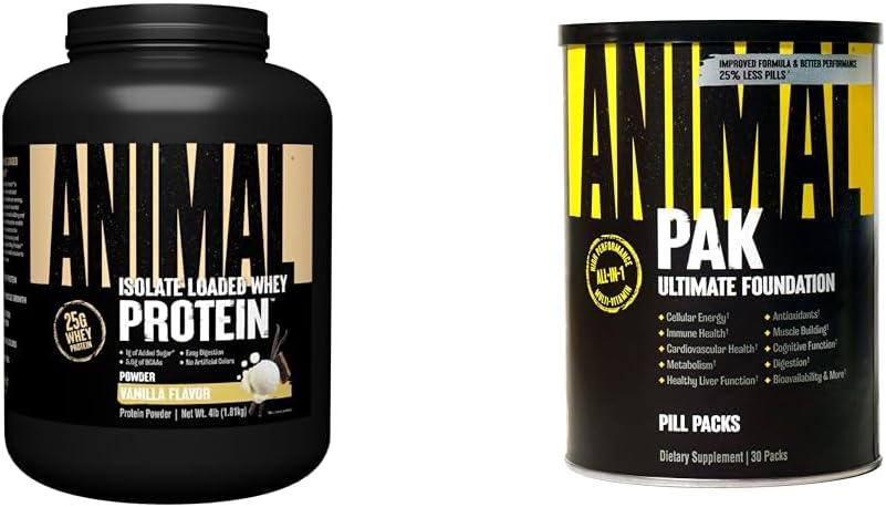 Animal Whey izolat Whey Pulbere de proteine 4 Pound Pak convenabil All-in-One Vitamină & Supliment Pack 30 Număr