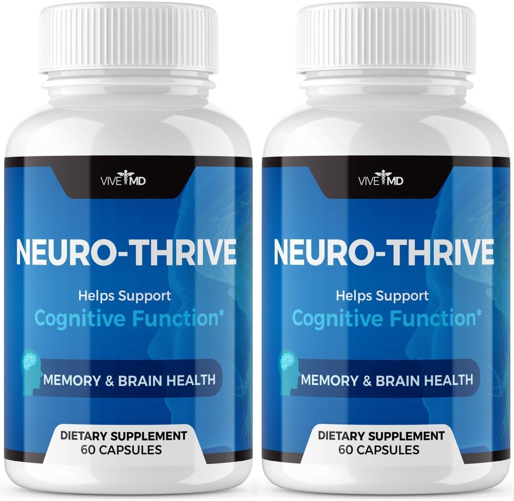 VIVE MD Neuro Thrive Brain Supplement - Formula oficială - Neuro Thrive PQQ, Neuro Thrive pentru Extra Putere cu extract de Ginkgo Biloba, extract de ginseng siberian (2 ambalaj)
