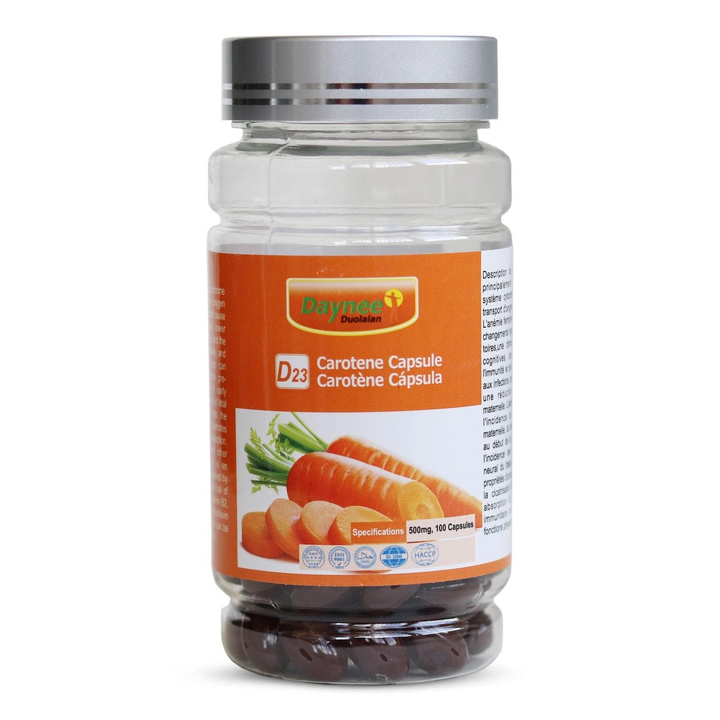 AIHIYO Caroten Soft Capsule, 500 mg Beta Caroten Supliment, Suport sănătos Piele şi ochi, 100 Conte