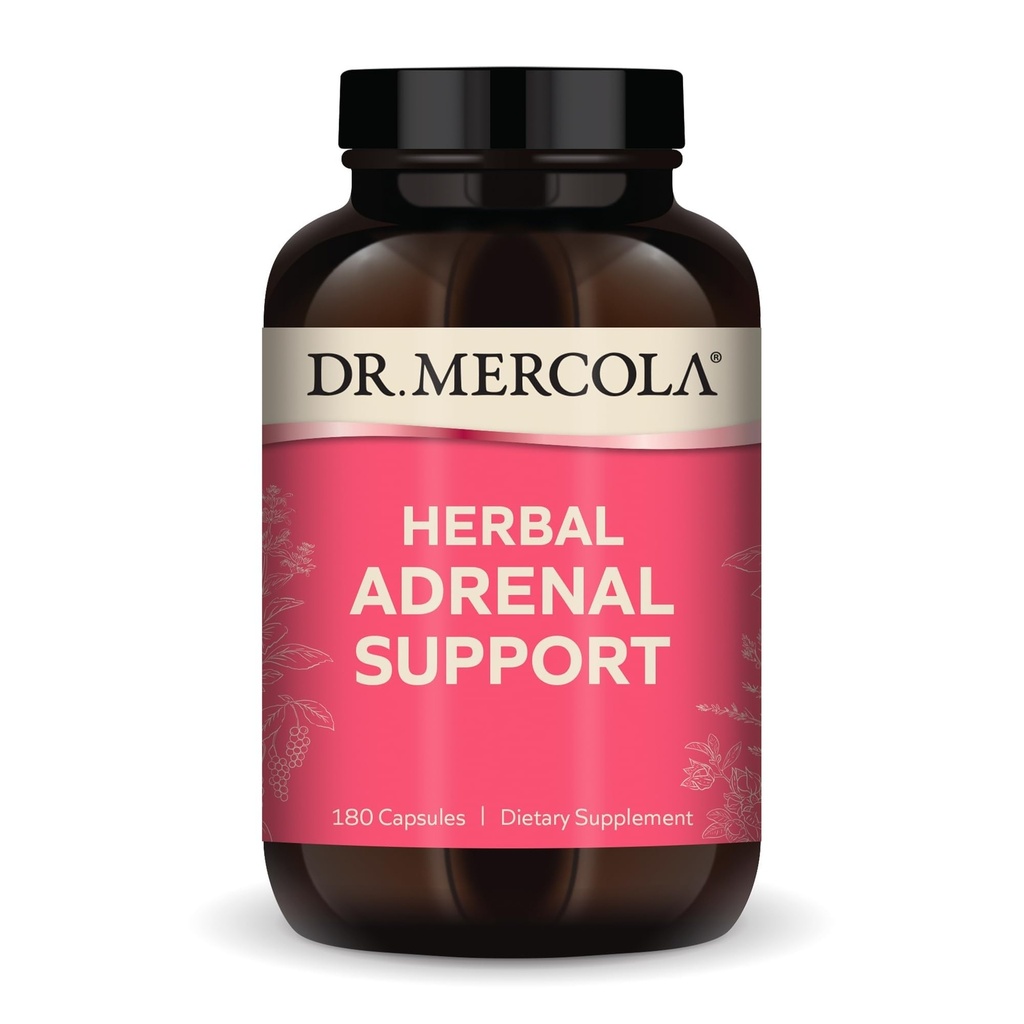 Dr. Mercola Herbal Adrenal Support, 90 Servings (180 capsule), Supliment alimentar, Mood and Stress Management, Non-GMO