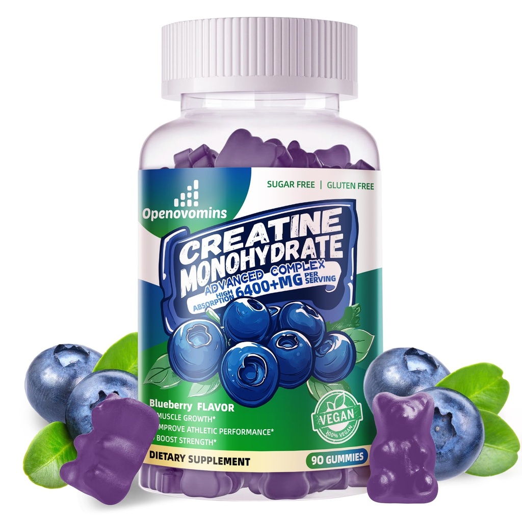 Complexul de gume monohidratate pentru bărbaţi şi femei - Formula avansată W/L-Taurină + vitamina B12, Supliment masticabil fără zahăr,90 Gume de afine