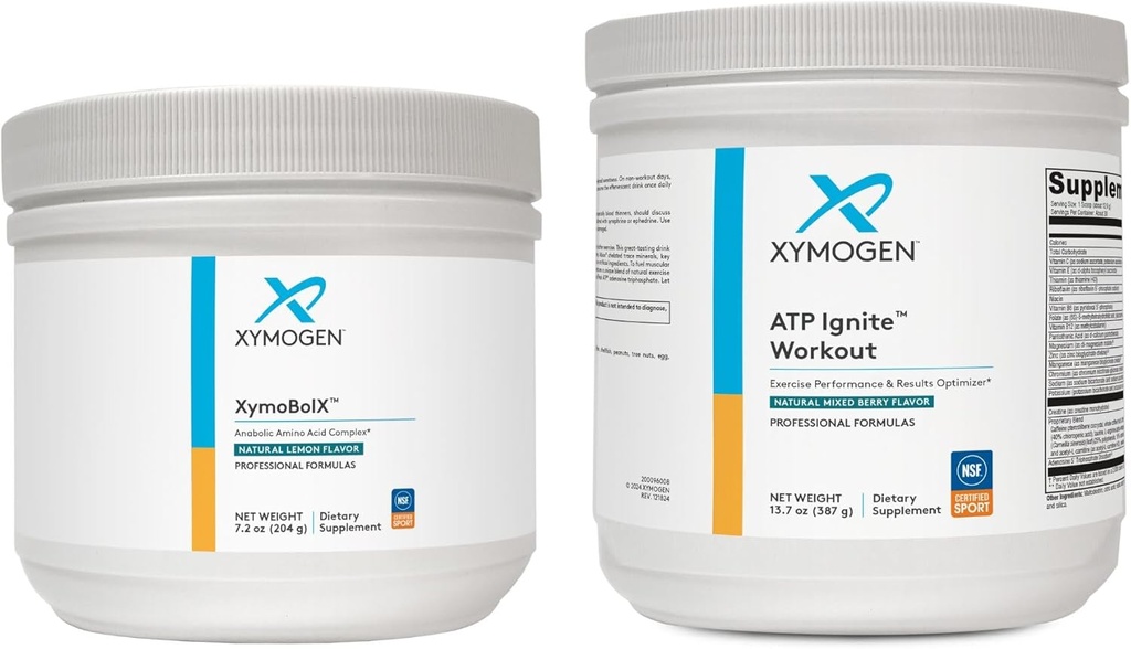 XYMOGEN XymBolX Lemon + ATP Ignite Powder Bundle - Suporturi Performanță, recuperare + energie (2 sticle, 7.2oz + 13.7oz Fiecare)