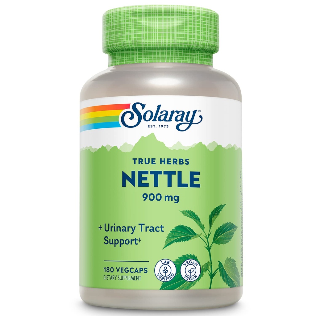 SOLARAY Nettle Leaf 450mg Rinichi sanatos, urinare si suport prostata Utilizare traditionala pentru alergie sanatoasa Răspuns & wellness respirator 180 CT