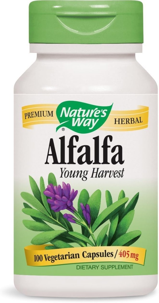 Natura's Way Alfalfa Frunze, 1,215 mg, 100 capsule vegetariene, ambalaj de 2