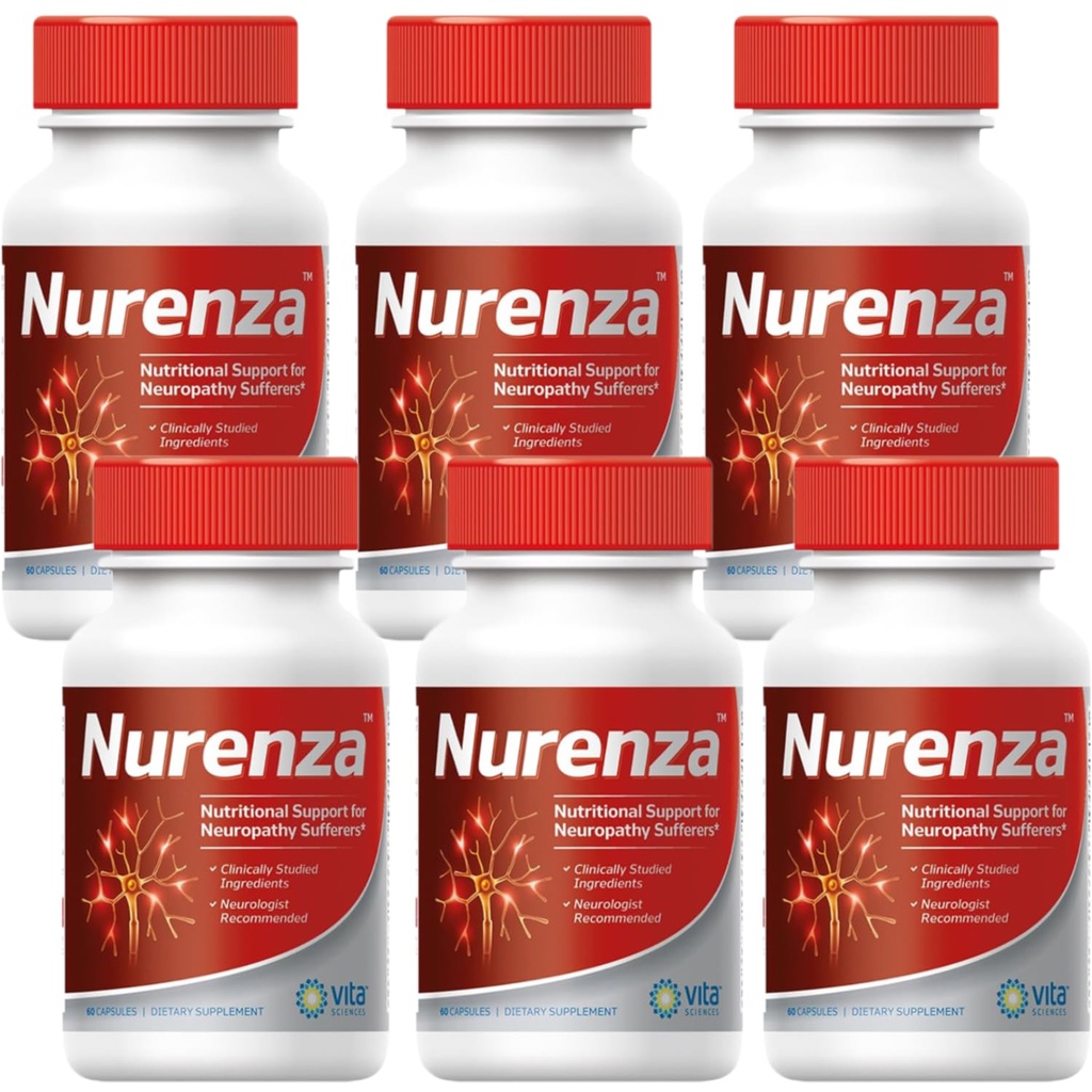 Vita Sciences Nurenza Neuropatie Relief Supplement 40x Form natural R- ALA for Nerve Health, Rapid Reparation w/ Vitamine, Antioxidanti Revitalizing Feet, Hands, Legs, and Toes. 60 Ct. - Pachet de 6
