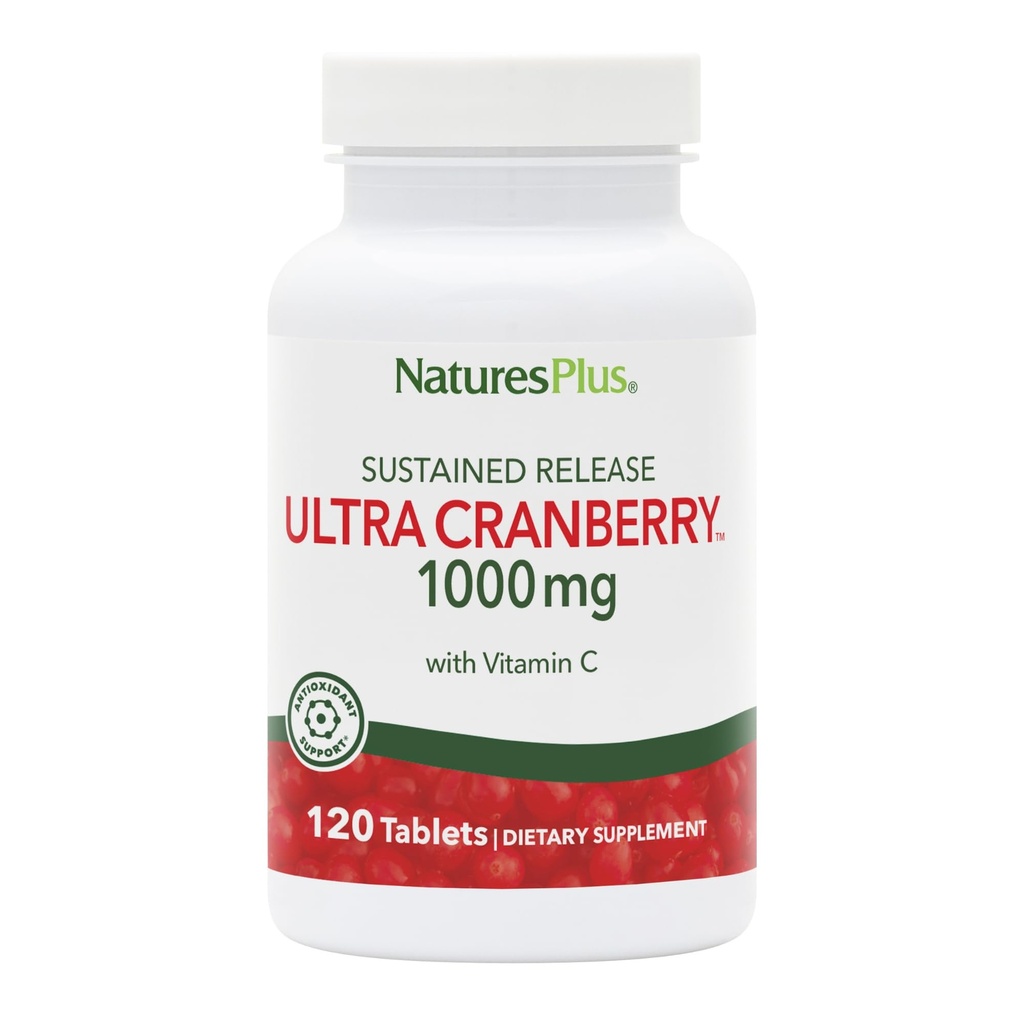 NaturasPlus Ultra Cranberry, eliberare susținută - 1000mg, 120 comprimate - cu vitamina C - vegetarian, gluten gratuit - 60 Serviri