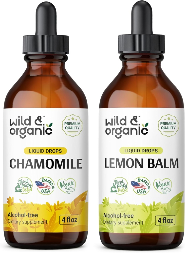 Mușețel de mușețel sălbatic și organic 4 fl oz & Lemon Balm Tincture 4 fl oz