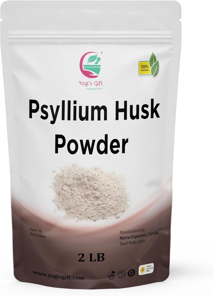 Psyllium Husk Powder 2 lb (32Oz) 98% Puritate, calitate premium, utilizare pentru gătit, gătit și băuturi, 100% Natural Fine Ground, non OMG de Yogi's Gift®